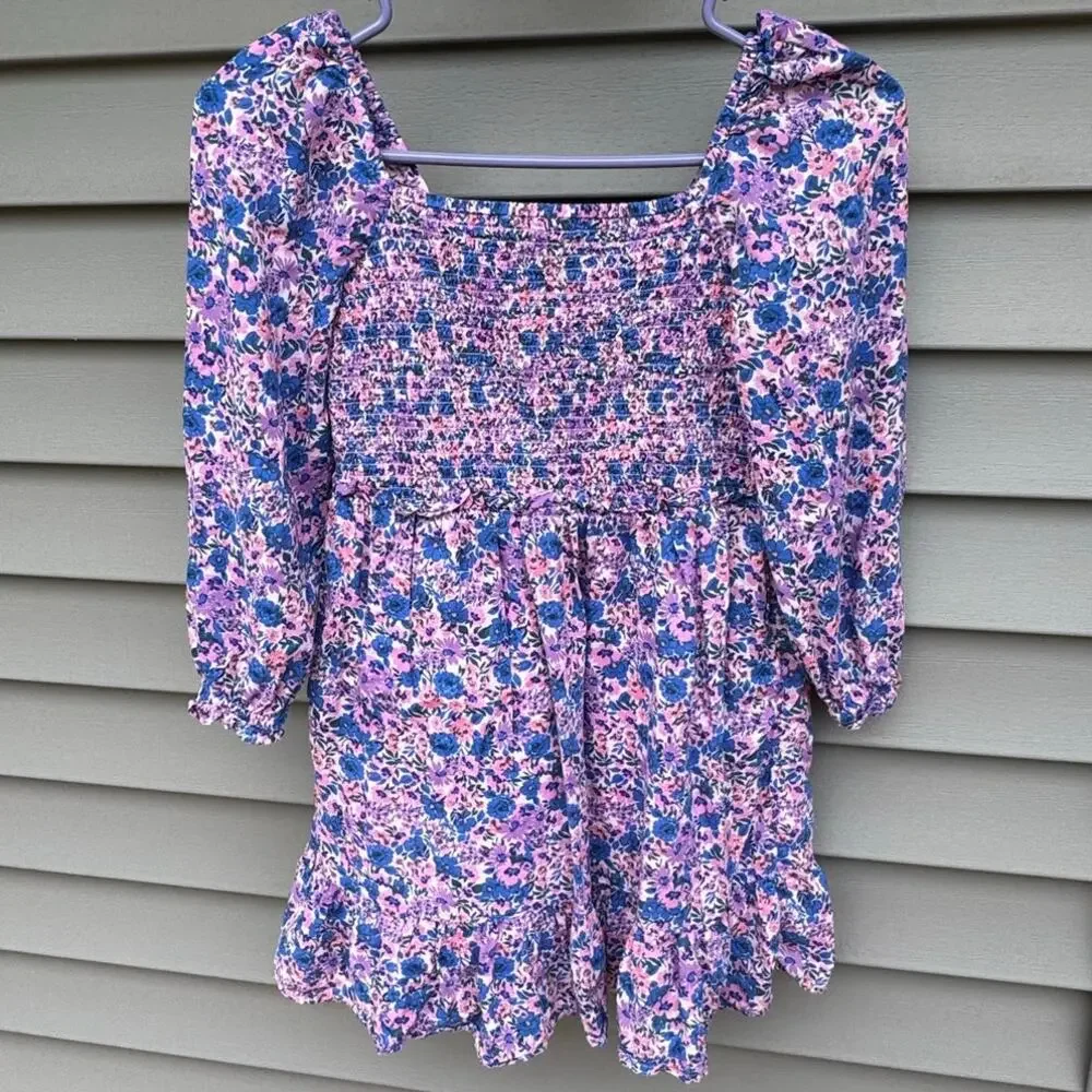 Vineyard Vines Girl's size S (8-10) Lena Long Sleeve Smocked Dress Helen Floral